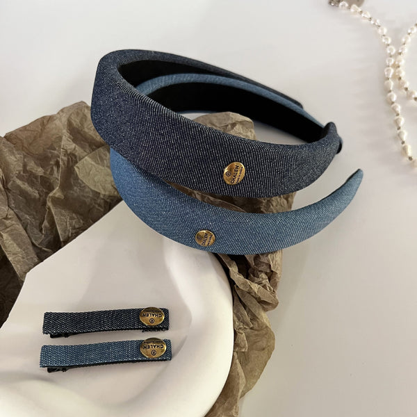Retro-style denim headband