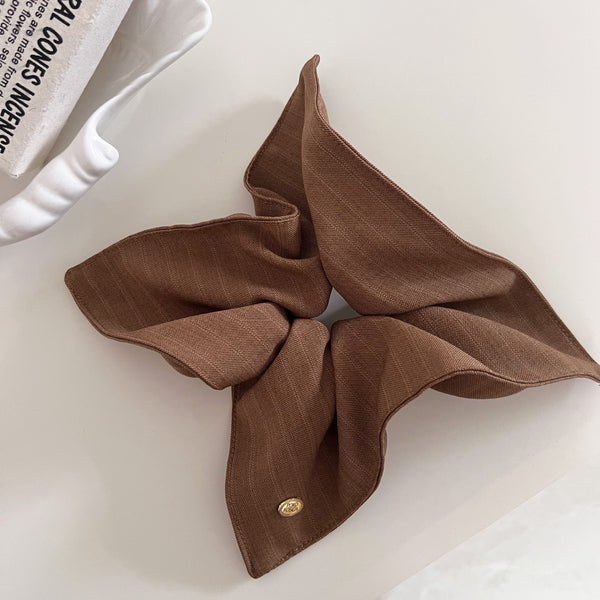 Premium striped square scarf hair tie for women in Korean style