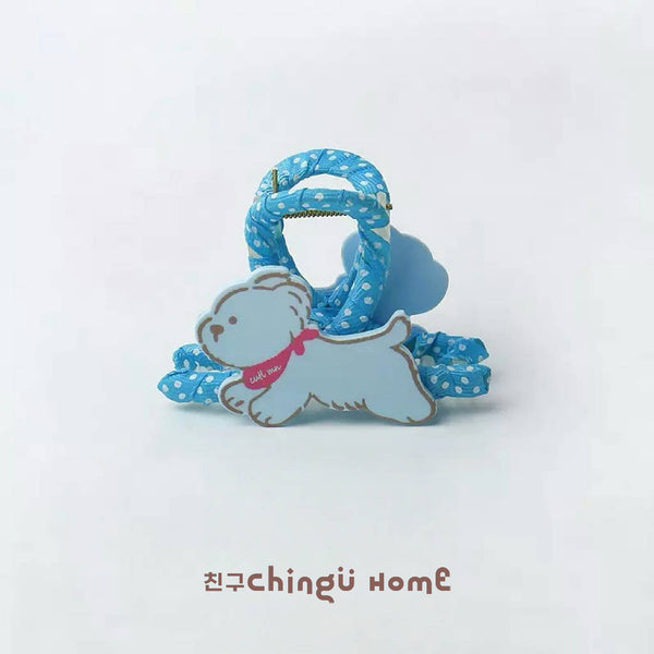 Polka Dot Hair Clips with Cat and Dog Motifs