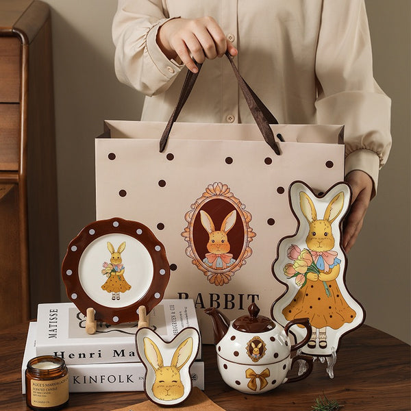 Retro Rhea Rabbit Ceramic Tea Set