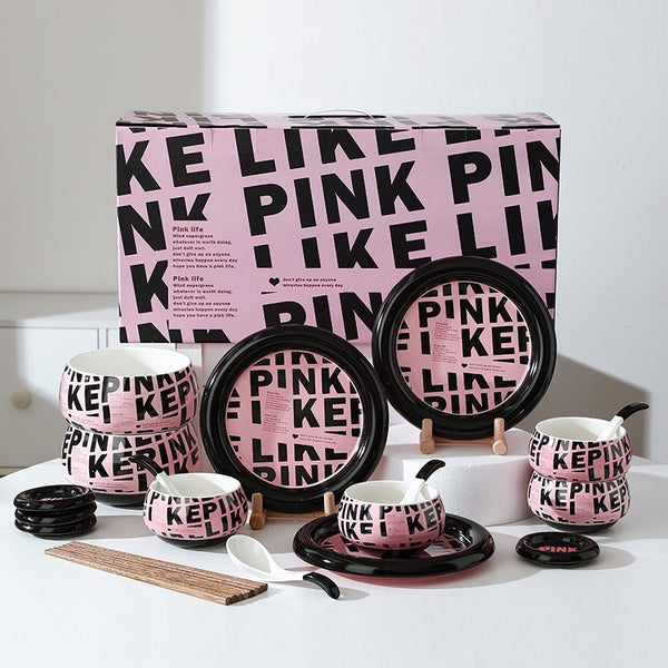 PINK×BLACK TABLEWARE SET