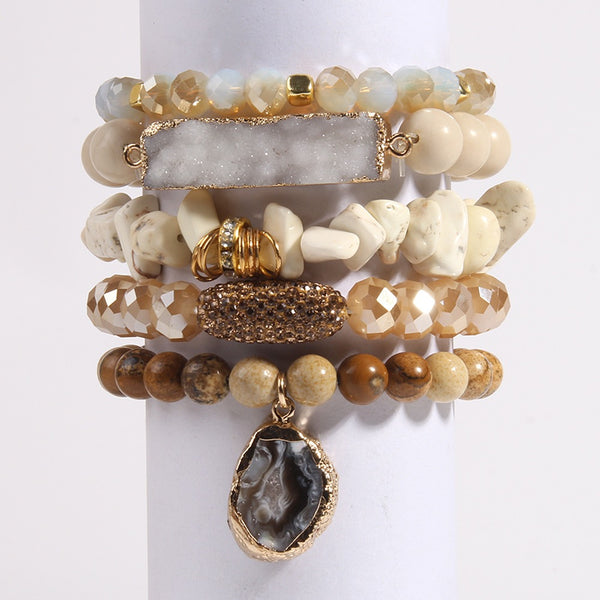 Bohemian Crushed Stone Stack Bracelet