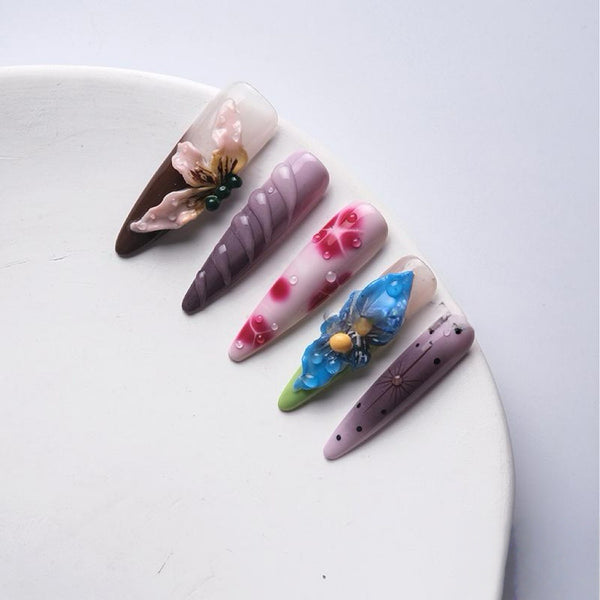 3D Floral Press-On Nails | Instant Elegance at Your Fingertips