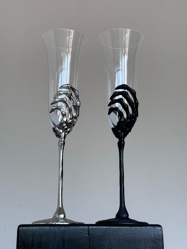 Skeleton Hand Champagne Flutes - Twin Gift Set