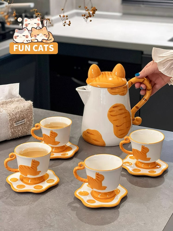 Exquisite Feline Tea Set Collection
